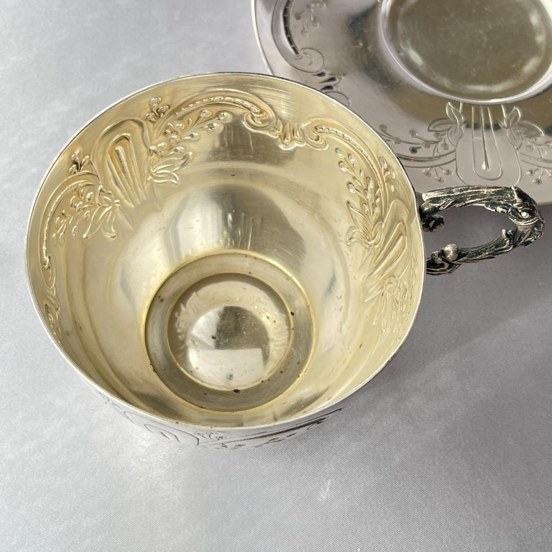 仏蘭西】アールヌーボー カップ＆ソーサー 【シルバープレート