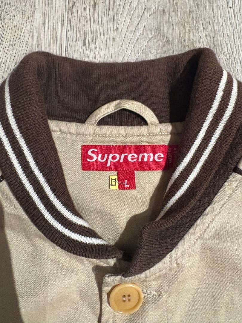 Supreme ベージュジャケット Lサイズ　美品 ベースボール スタジャン