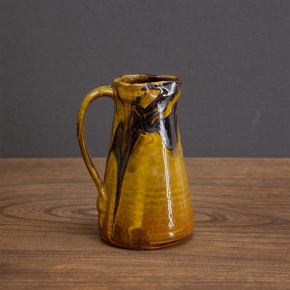 布志名焼 ピッチャー 高さ15cm 民芸 昭和レトロ （マーブル柄2）