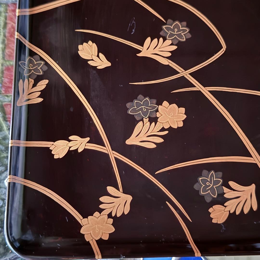 新春特別価格‼️JAPAN蒔絵 『白百合vs黒百合』明治八寸膳 5客 -