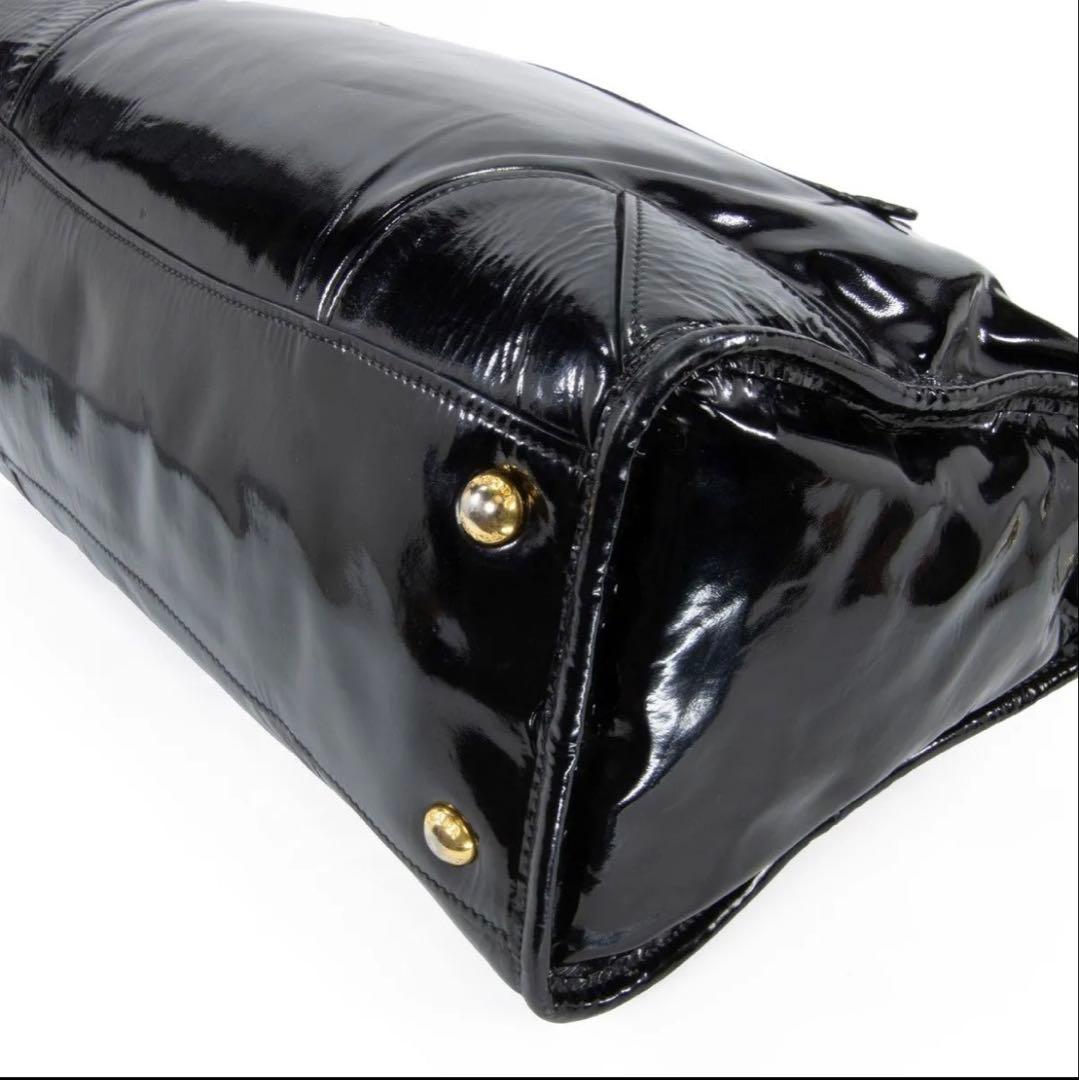 本物 プラダ 2WAYショルダー ハンドバッグ レディース エナメル 黒 肩掛け