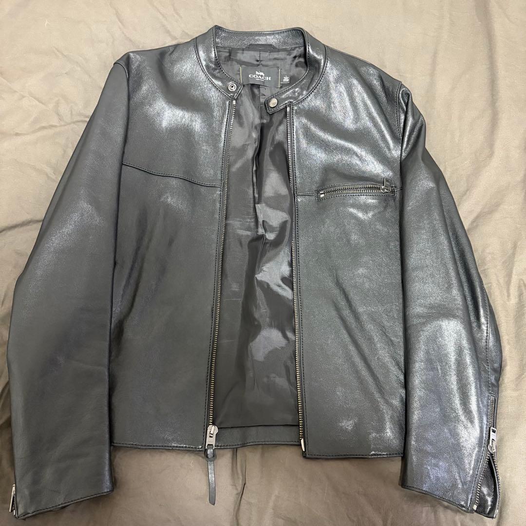 COACH レザージャケット シングルライダース ブラック COACH /シングルライダースジャケット／ブラック レザー/洋服/牛革/美