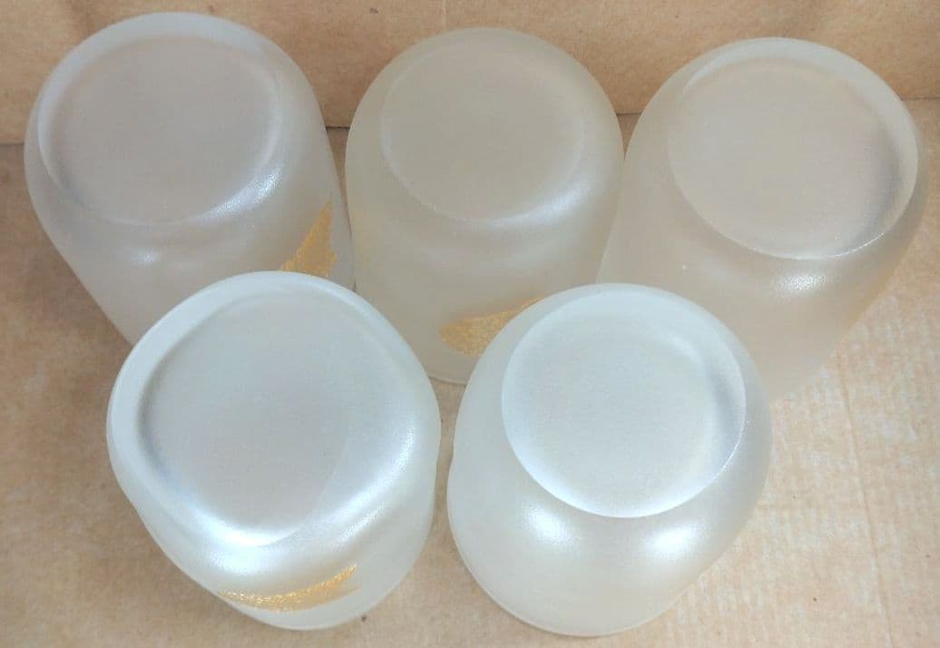 本物保証】藤田喬平 手吹 三日月コップ(5個) 共箱 美品 ガラス工芸