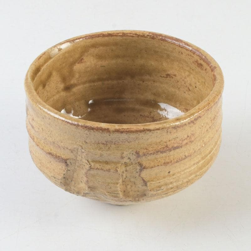 北大路魯山人作 黄瀬戸 茶碗 銘栄光 仕覆付 紫野 立花大亀極め箱 V