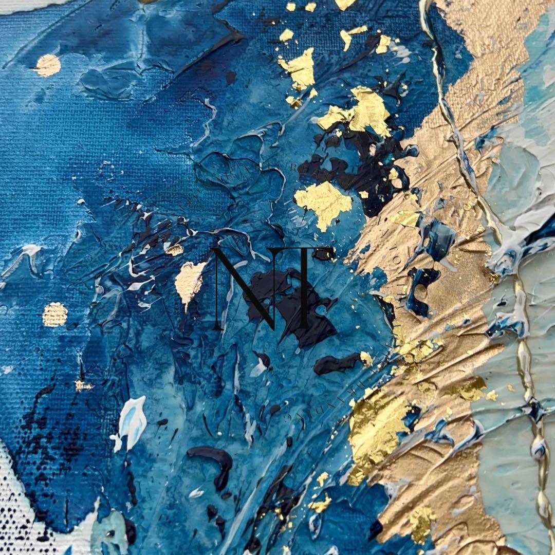 絵画　アート　青　金　インテリア　海外　ホテル　ギフト　新築祝い　テクスチャー