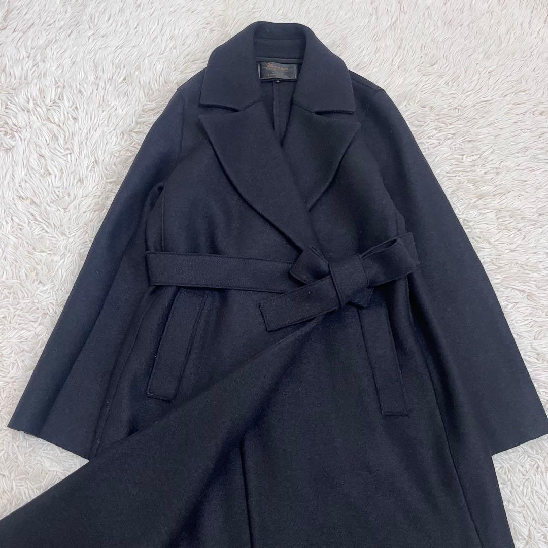 Moessmer for 23区 ダブル チェスターコート ベルト ネイビー