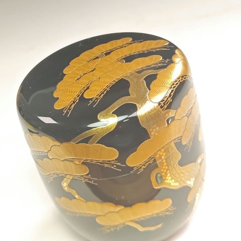 ウ225 棗『塗師辻石斎』『表千家而妙斎花押極箱』『松蒔絵内梨子地大棗』