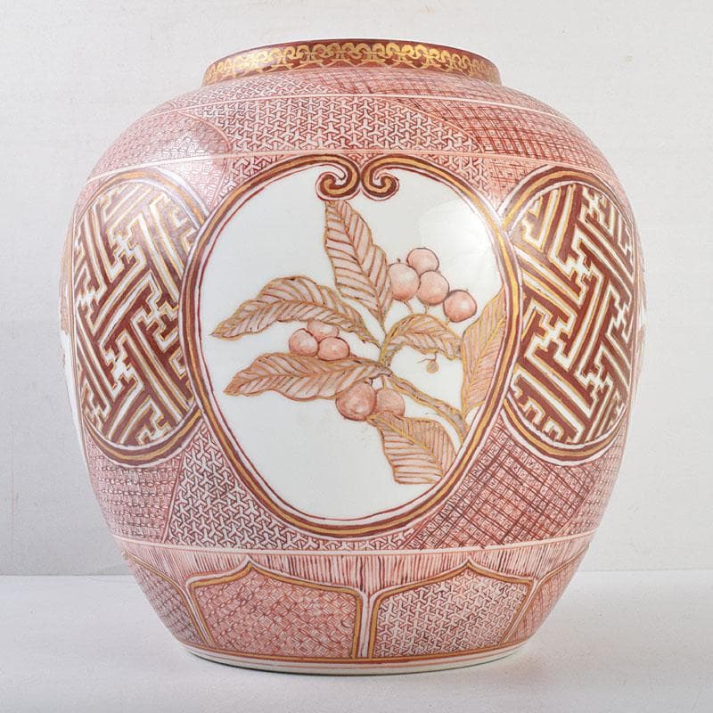 九谷焼 北山堂 赤絵金彩 瑞果文 花瓶 共箱 F R9158B - メルカリ