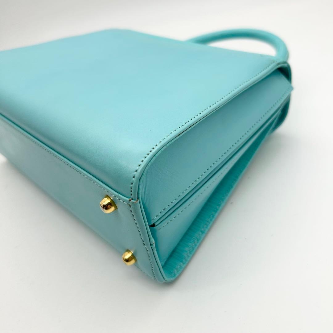 美品&入手困難　ハナエモリ　ショルダーバッグ　2way　レザー　ブルー　リボン