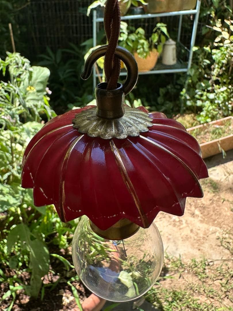 20s フランス アンティーク 希少なクランベリーガラスの螺旋模様