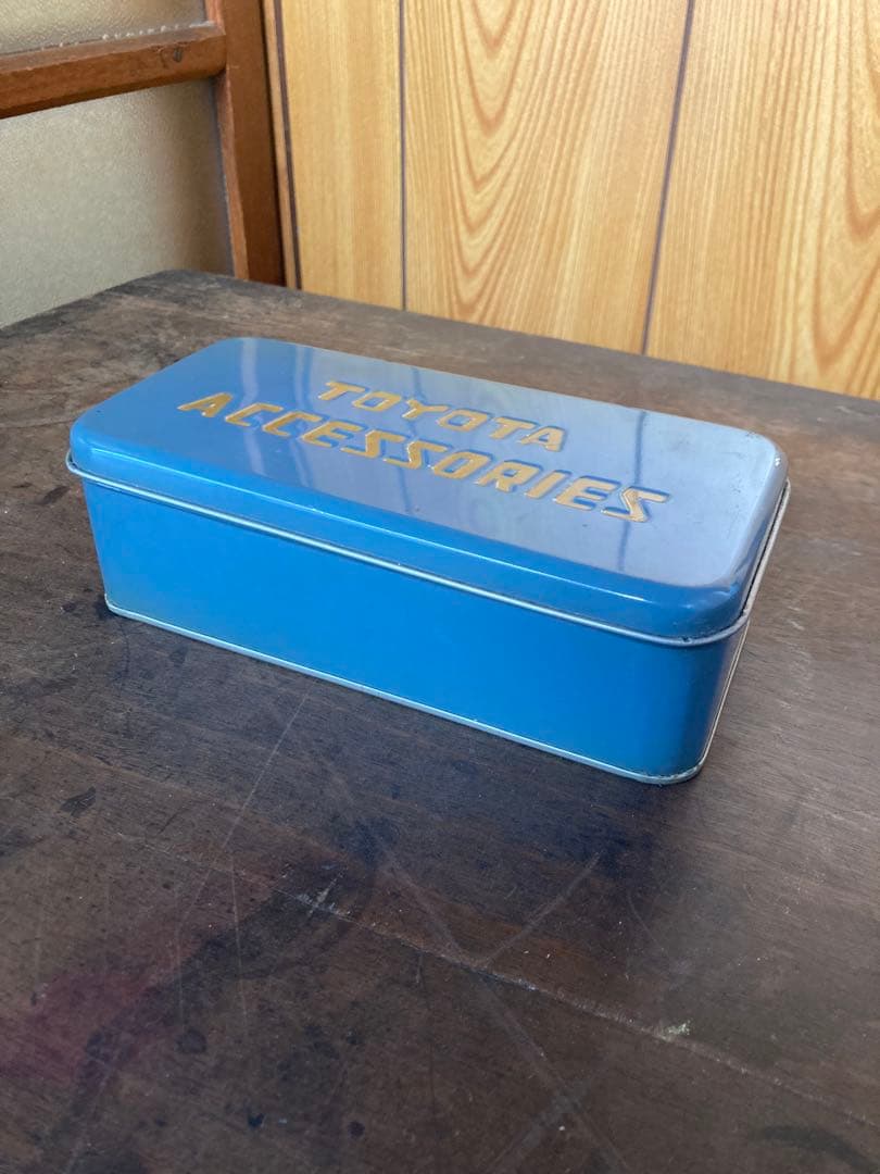トヨタ アクセサリー トヨタミシン 青 ブリキ 缶