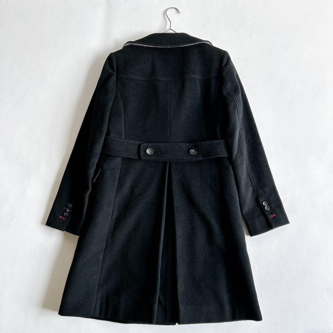 ポールスミスブラック ウールチェスターコート ダブル 裏地バイカラー