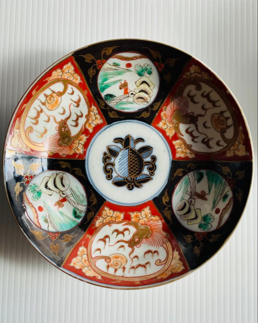 古伊万里染錦山水唐釣人図金彩雲龍文皿5枚セット - winetouritalia.com