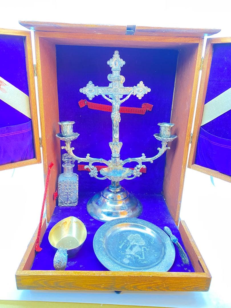 1890年代 カトリック聖具 Sick Call Outfit 縦型祭壇 Homans Sick Call