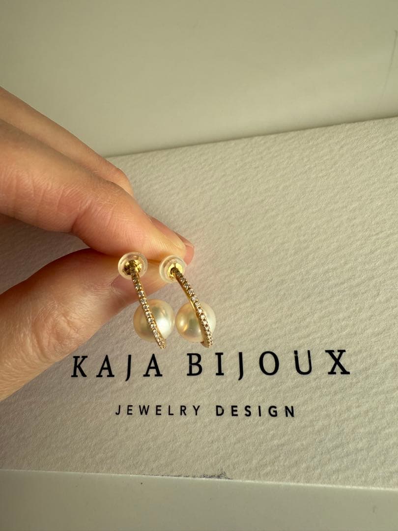 カジャビジュー イエローゴールドダイヤパールピアス