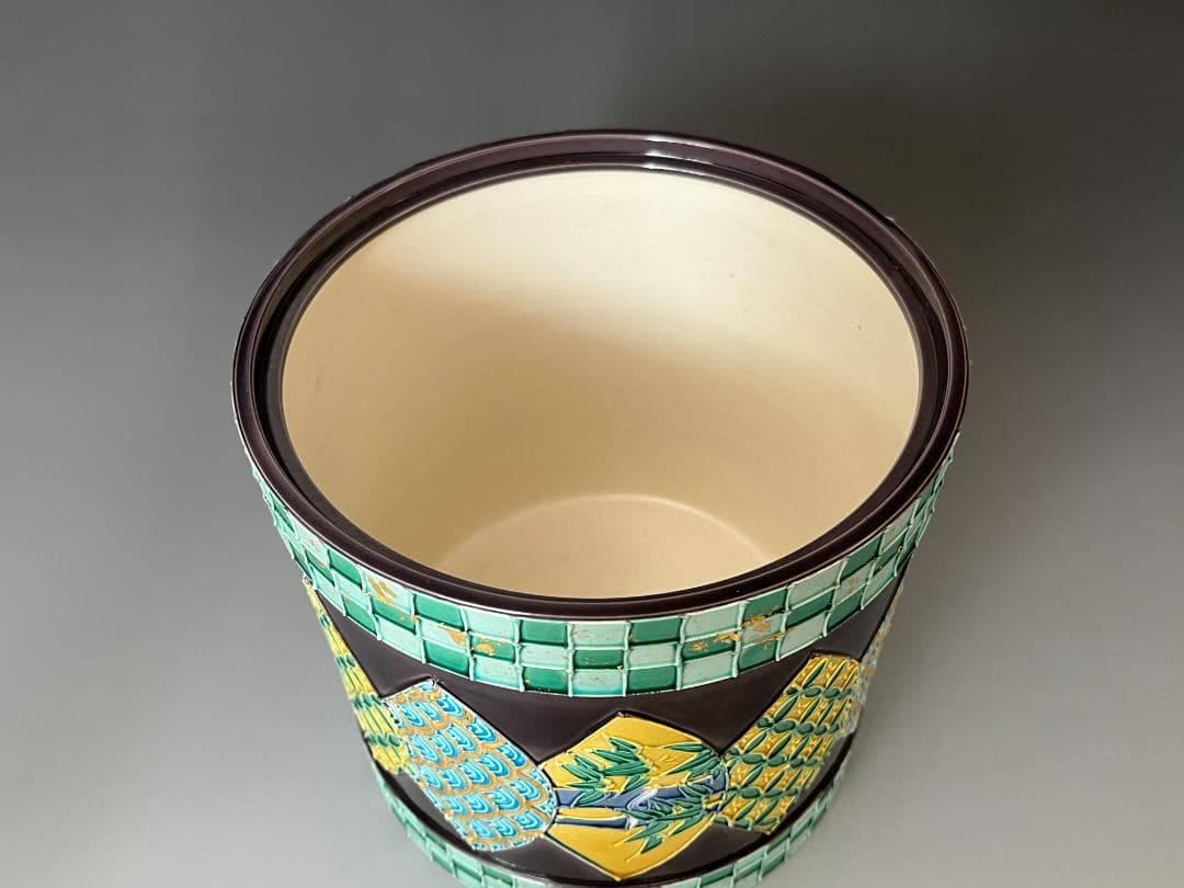 中村翠嵐 紫交趾地紙ツナギ　水指　茶道具