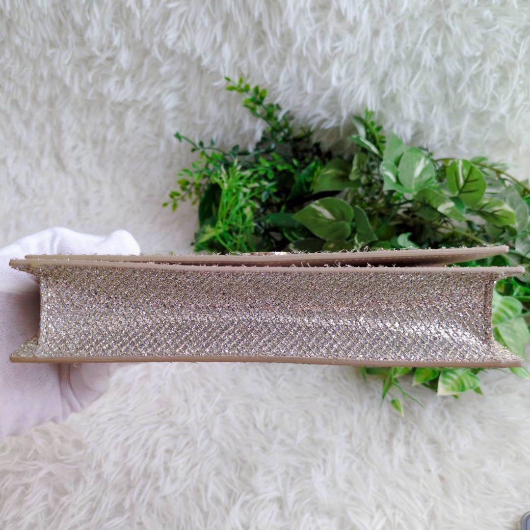 ジミーチュウ スパンコール グリッター シャンパンゴールド パーティーバッグ