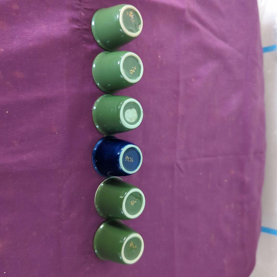 鳥籠 （6個セット） 餌猪口6個。（九谷焼）名札6枚