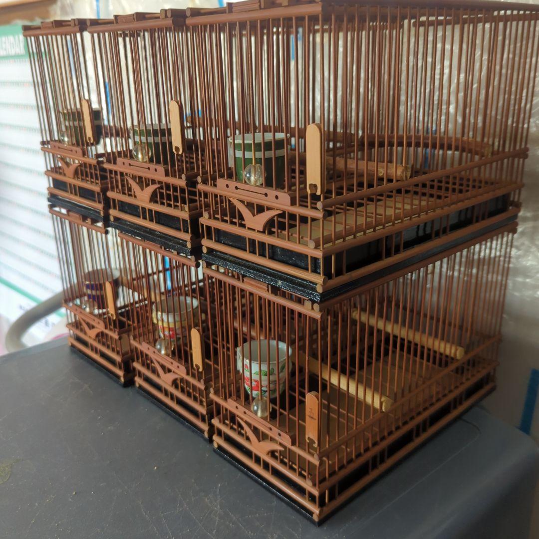 鳥籠 （6個セット） 餌猪口6個。（九谷焼）名札6枚