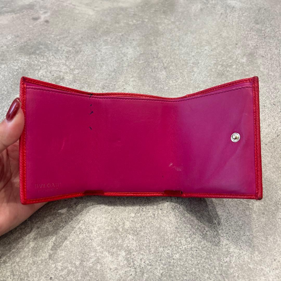 【sk/12.20/10】BVLGARI レッド 三つ折り財布