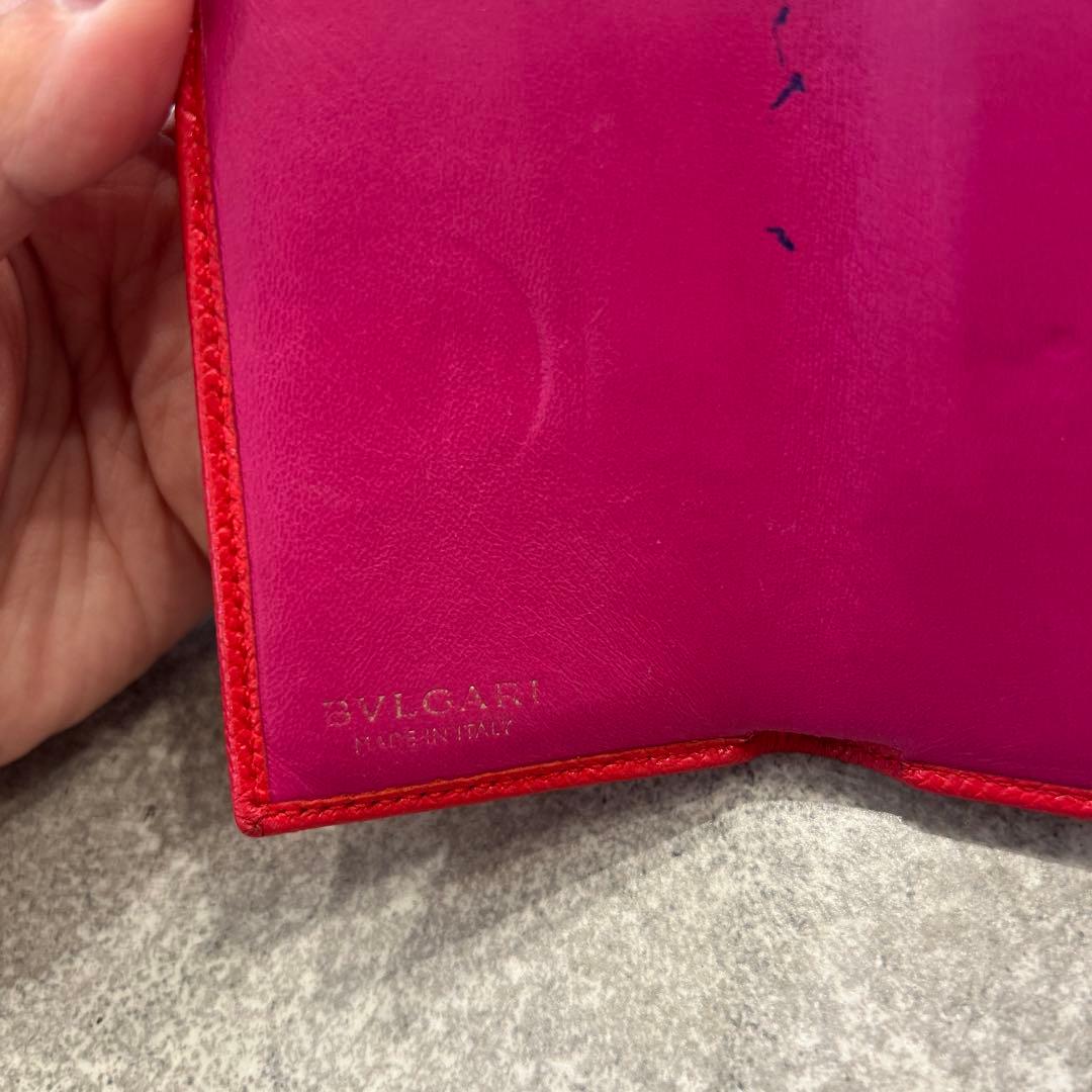 【sk/12.20/10】BVLGARI レッド 三つ折り財布