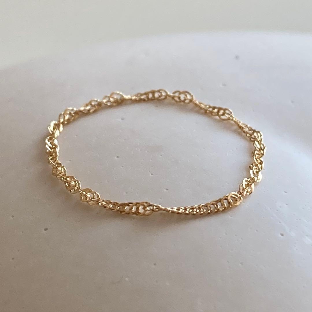 新品 日本製 18金 K18 リング 11号 チェーンリング 即日発送