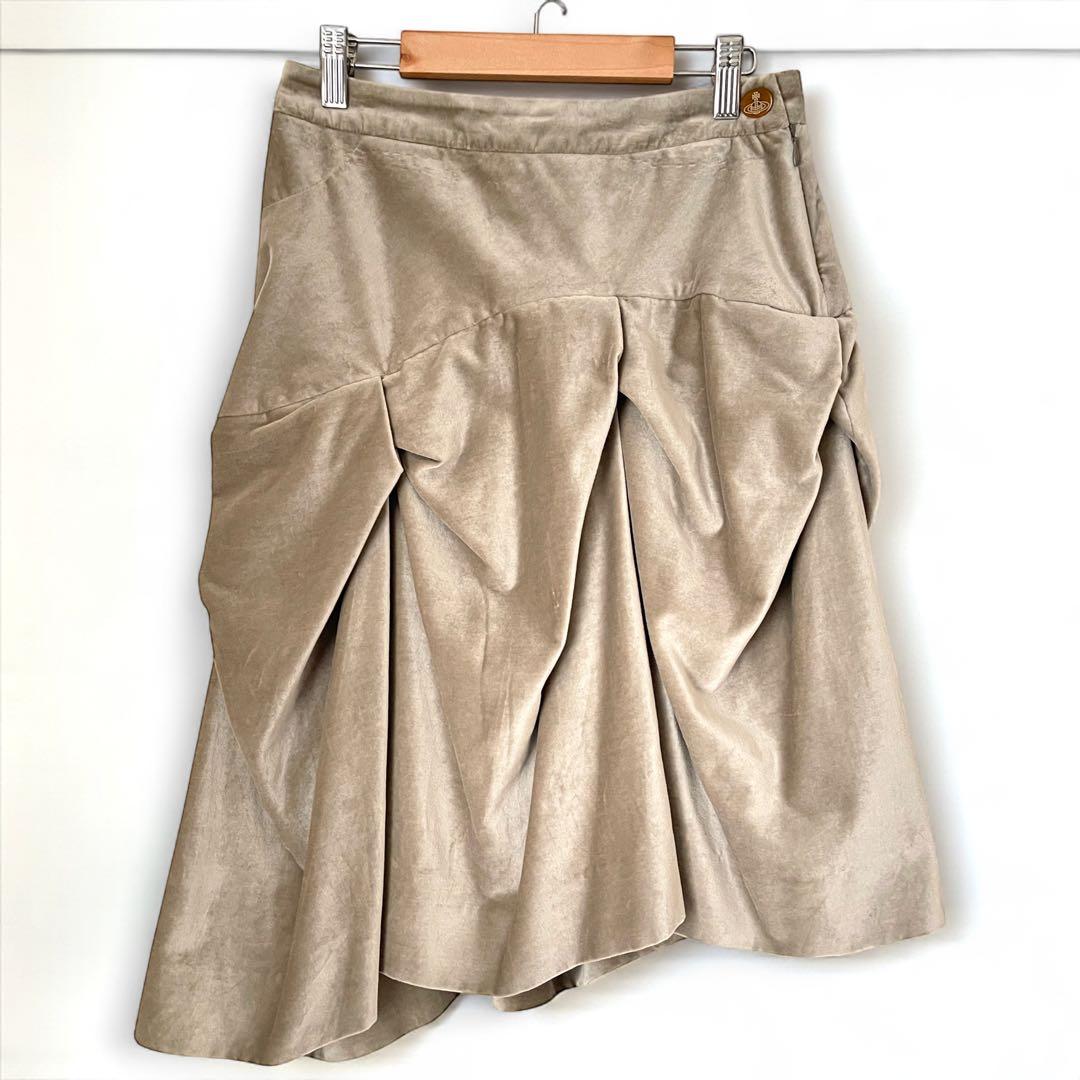 美品 Vivienne Westwood ベロア ドレープ アシメスカート 40