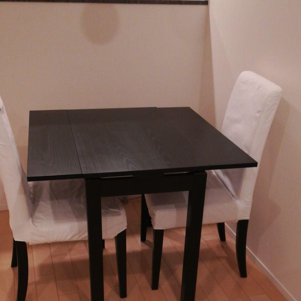 イケアIKEAダイニングテーブルBJURSTA黒エクステンション - メルカリ