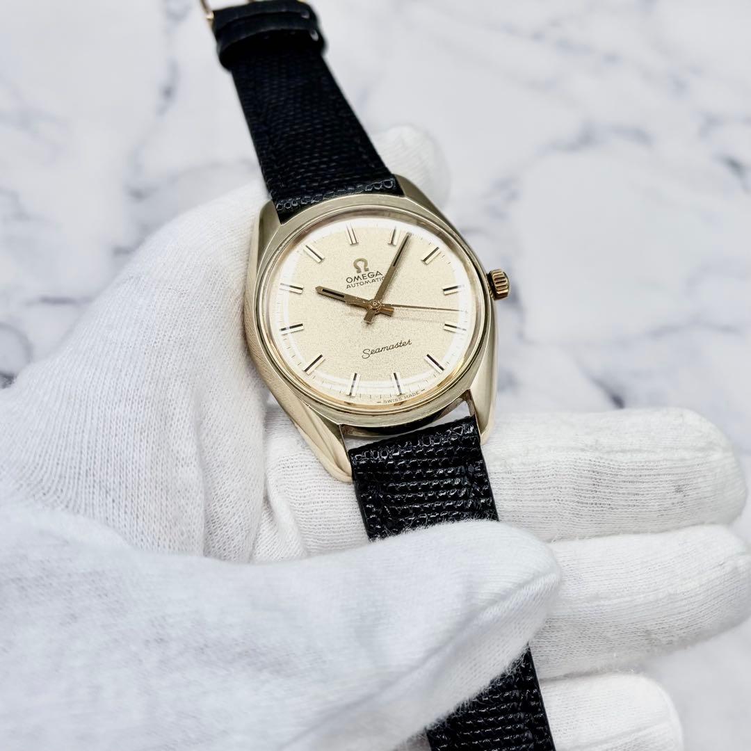 【極美／OH済】オメガ シーマスター 自動巻き サンドブラスト文字盤 新品ベルト
