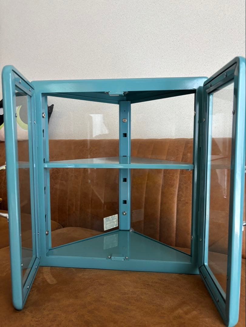 ダルトン コーナーガラスキャビネット収納ケース ライトブルー