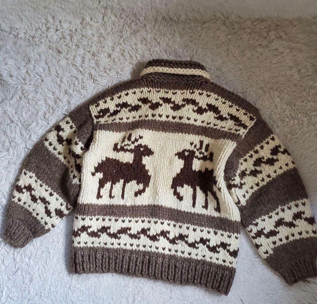 90s MARK カナダ製 カウチンニットセーター トナカイXL〜 2XL相当