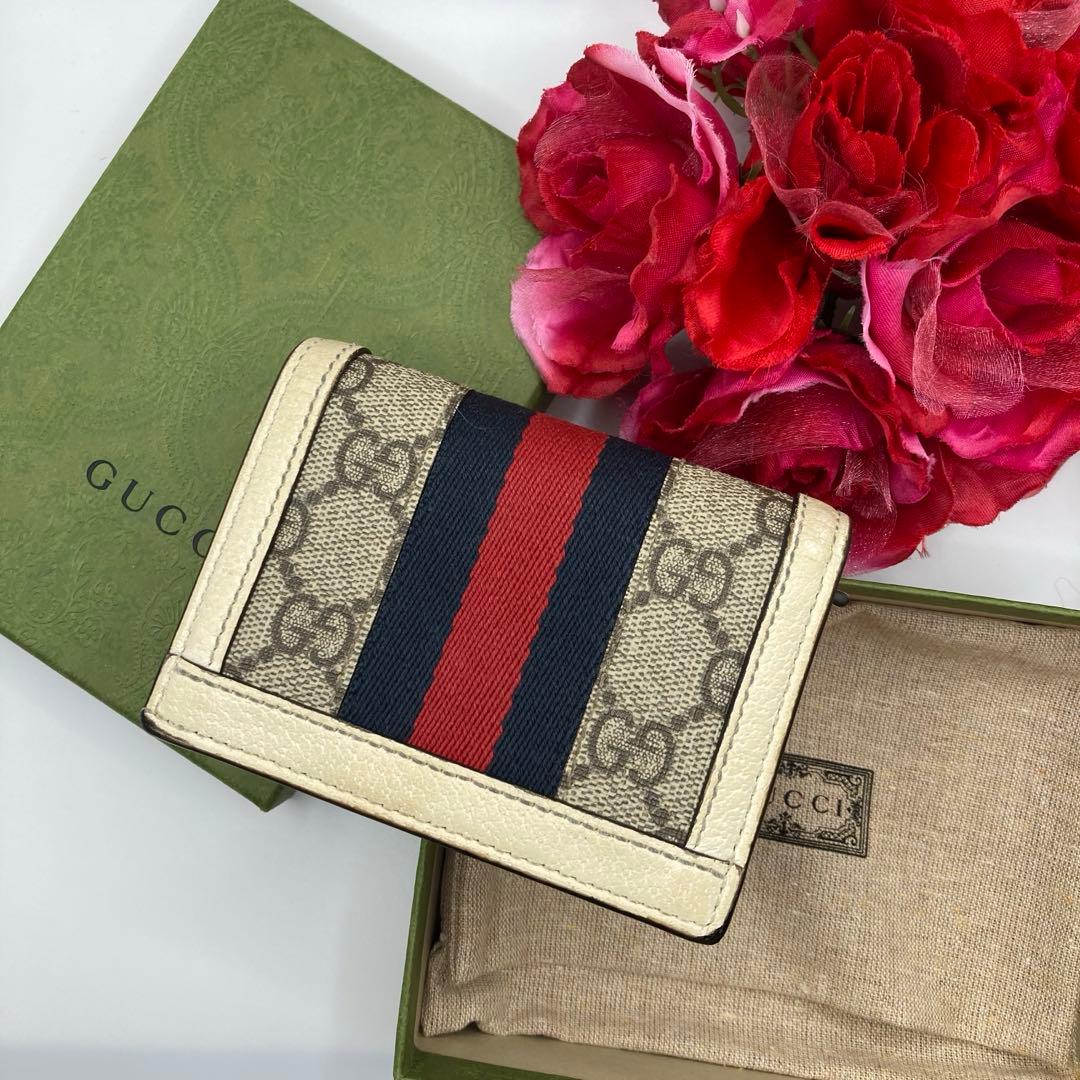 GUCCI 二つ折り財布 GGマーモント シェリーライン PVC レザー