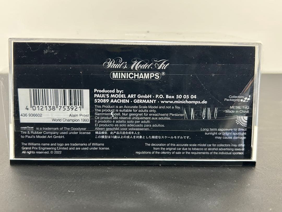 ミニチャンプス 1/43 ウィリアムズルノー FW15C A.プロスト