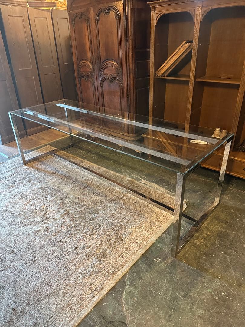 東京都内23区配送無料】240cm ガラステーブル 事務 会議室 デザイナーズ