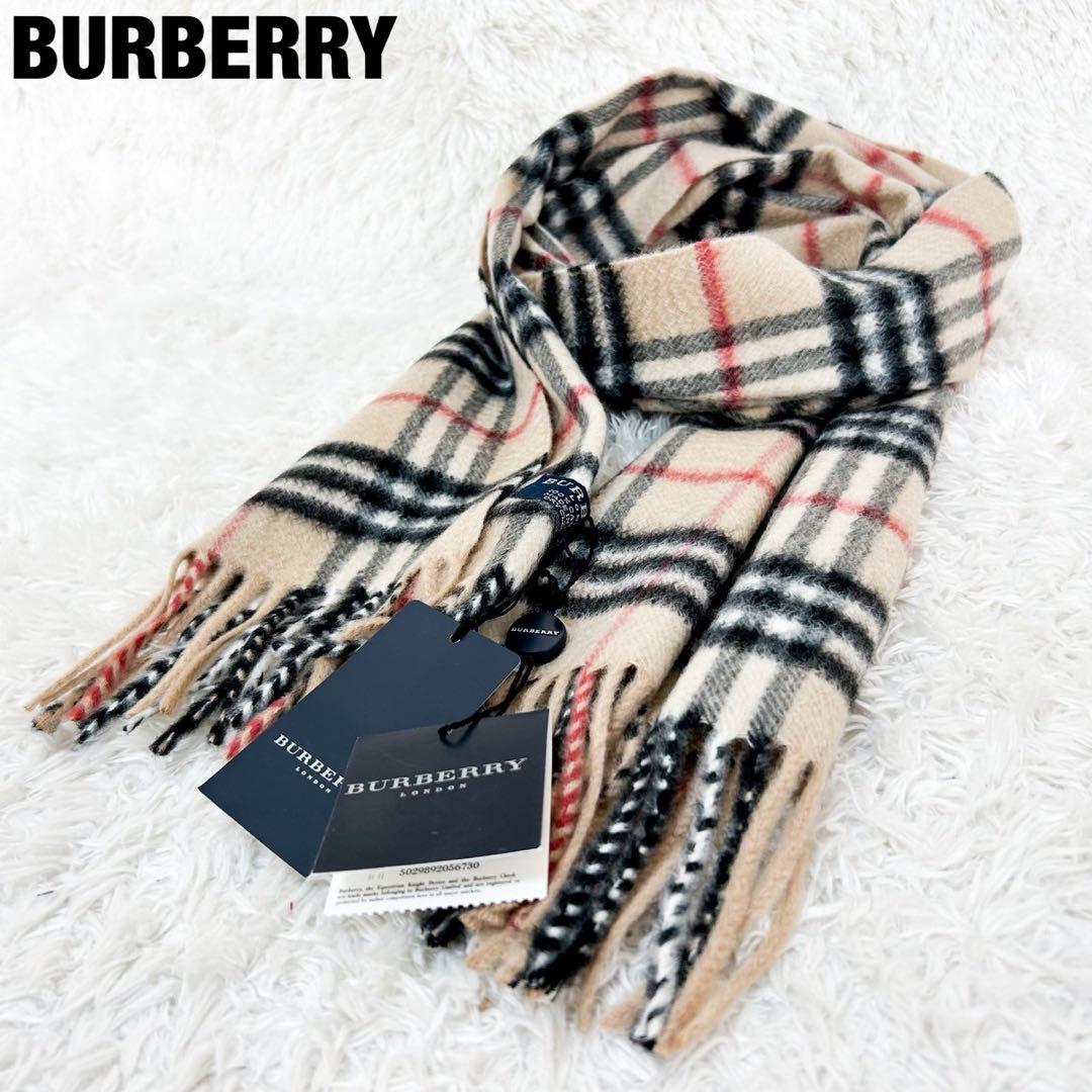 バーバリーマフラー100％カシミアノバチェックタグ付 未使用品