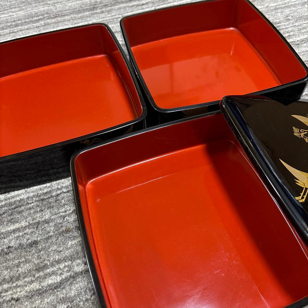 漆器 3段重箱 鶴模様 象彦 重箱 正月