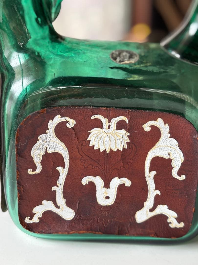 ガラス 角 ピッチャー ハンドメイド グリーン 希少 ヴィンテージ 工芸品