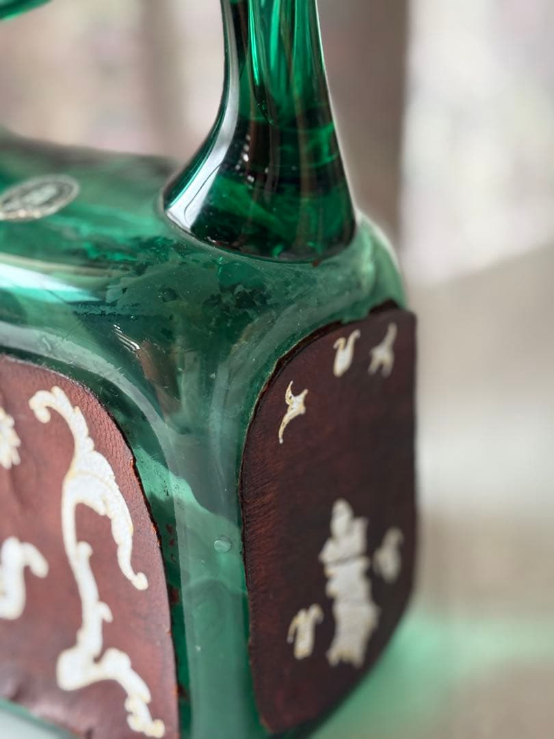 ガラス 角 ピッチャー ハンドメイド グリーン 希少 ヴィンテージ 工芸品