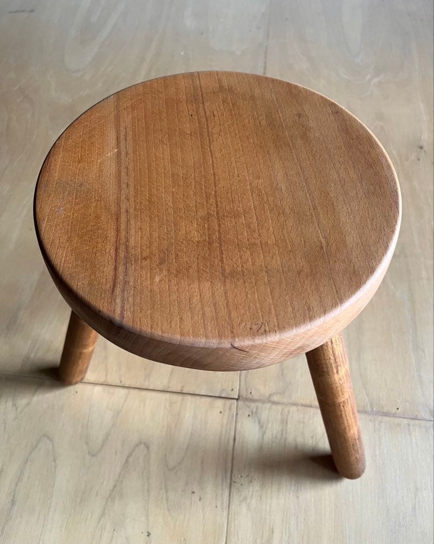 ヴィンテージスツール 3本脚 ブルータリズム フランス製 無垢材