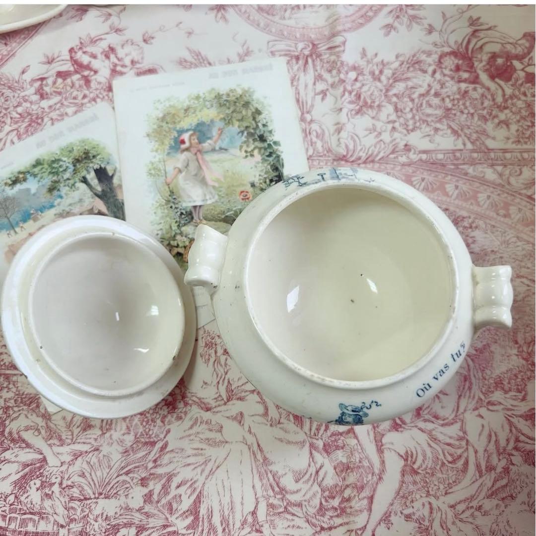 フランスアンティーク おままごと食器 赤ずきん 青 スーピエール