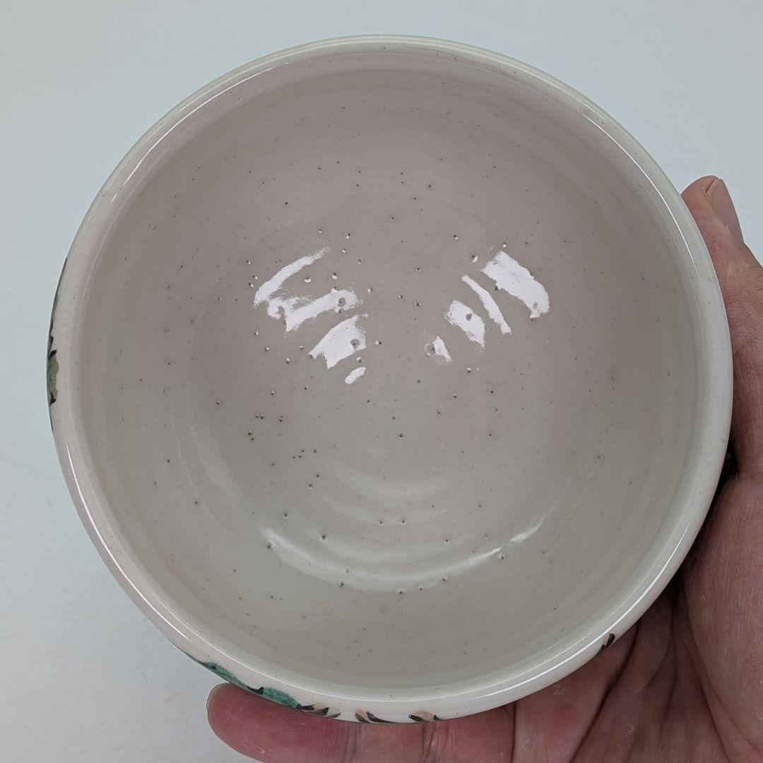 力石俊二 色絵葡萄文茶盌 共箱栞 益子焼 抹茶碗 抹茶茶碗 茶道具 茶器 食器