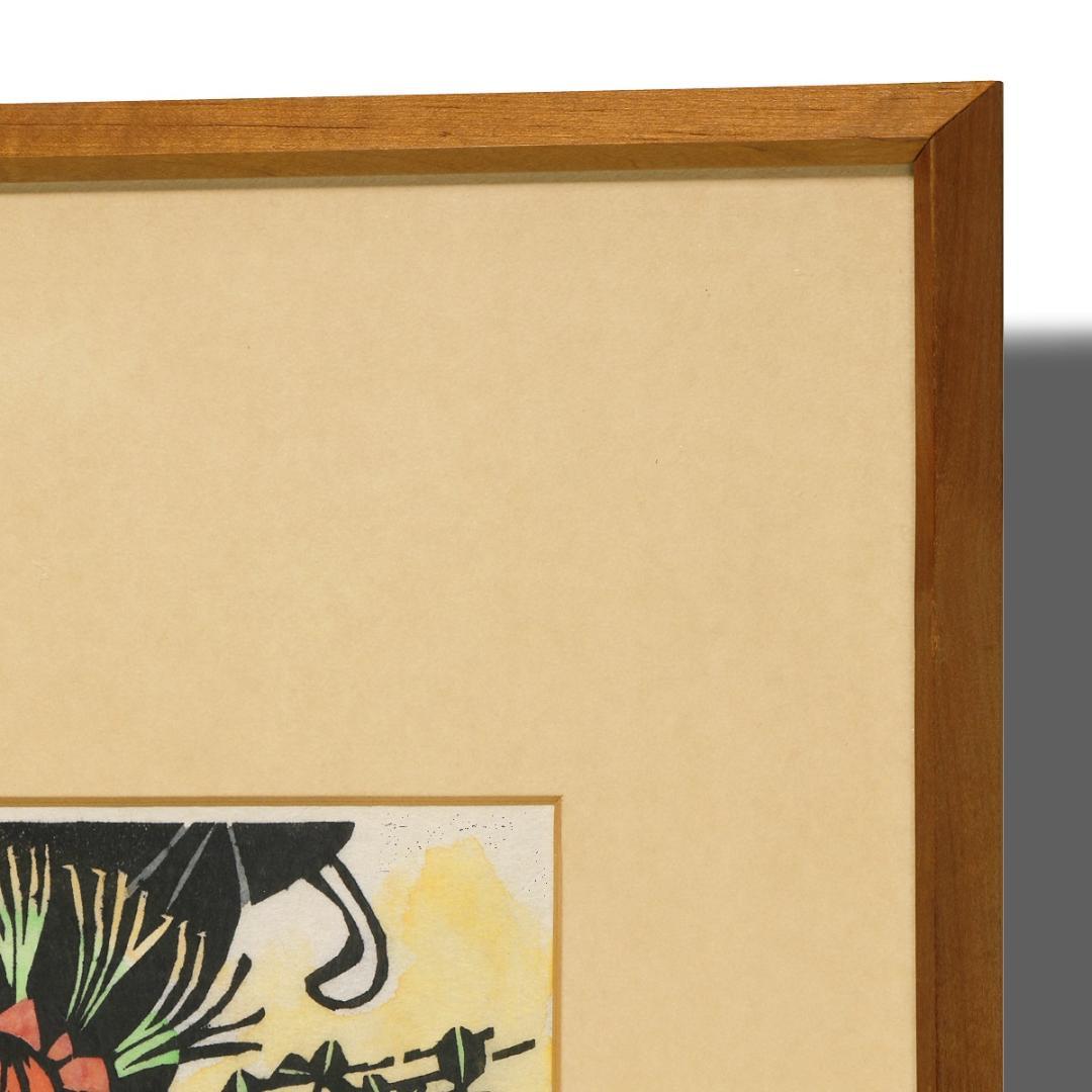 儀間比呂志 木版画『デイゴの花』和紙擦り 沖縄の版画家・絵本作家 和紙