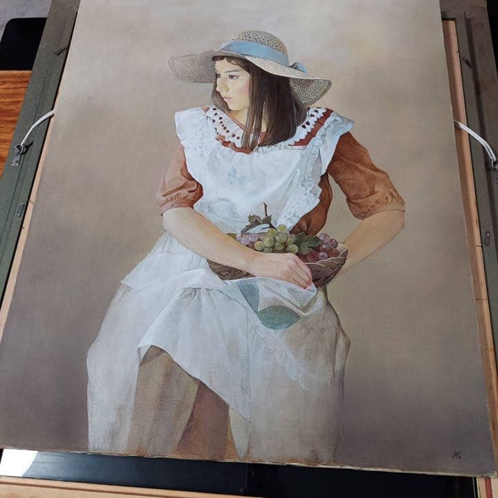 土野進絵画エプロンを着た女原画油絵