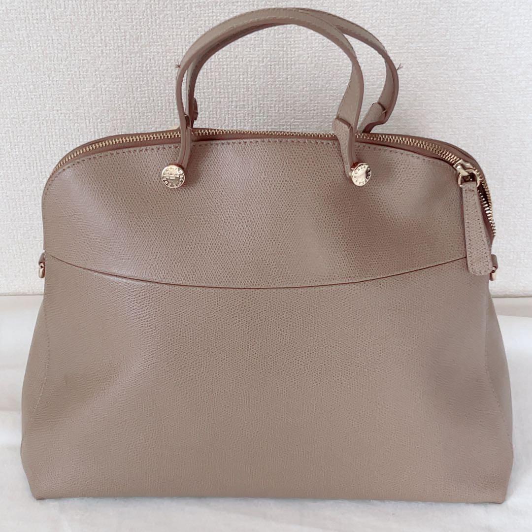 【美品】FURLA フルラ パイパー L ベージュ ハンドバッグ