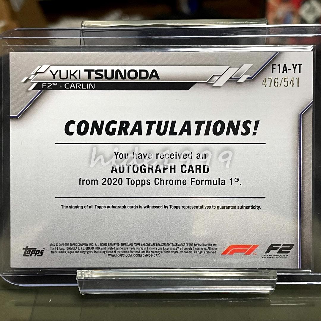 2020 TOPPS CHROME F1 角田裕毅 直筆サインカード