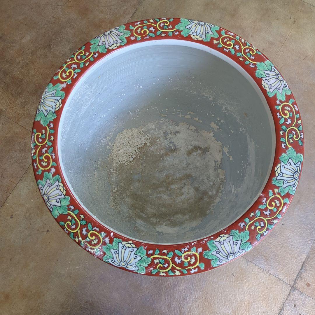 骨董 伊万里 火鉢 十錦手 色絵 鉢カバー 睡蓮鉢 傘立て 金魚 めだか