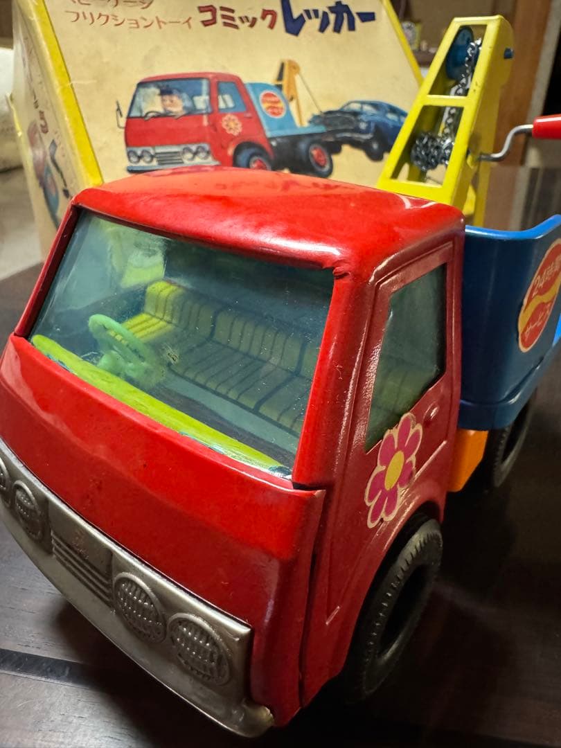 ブリキのおもちゃ 幼稚園バス コミックレッカー車 昭和レトロ