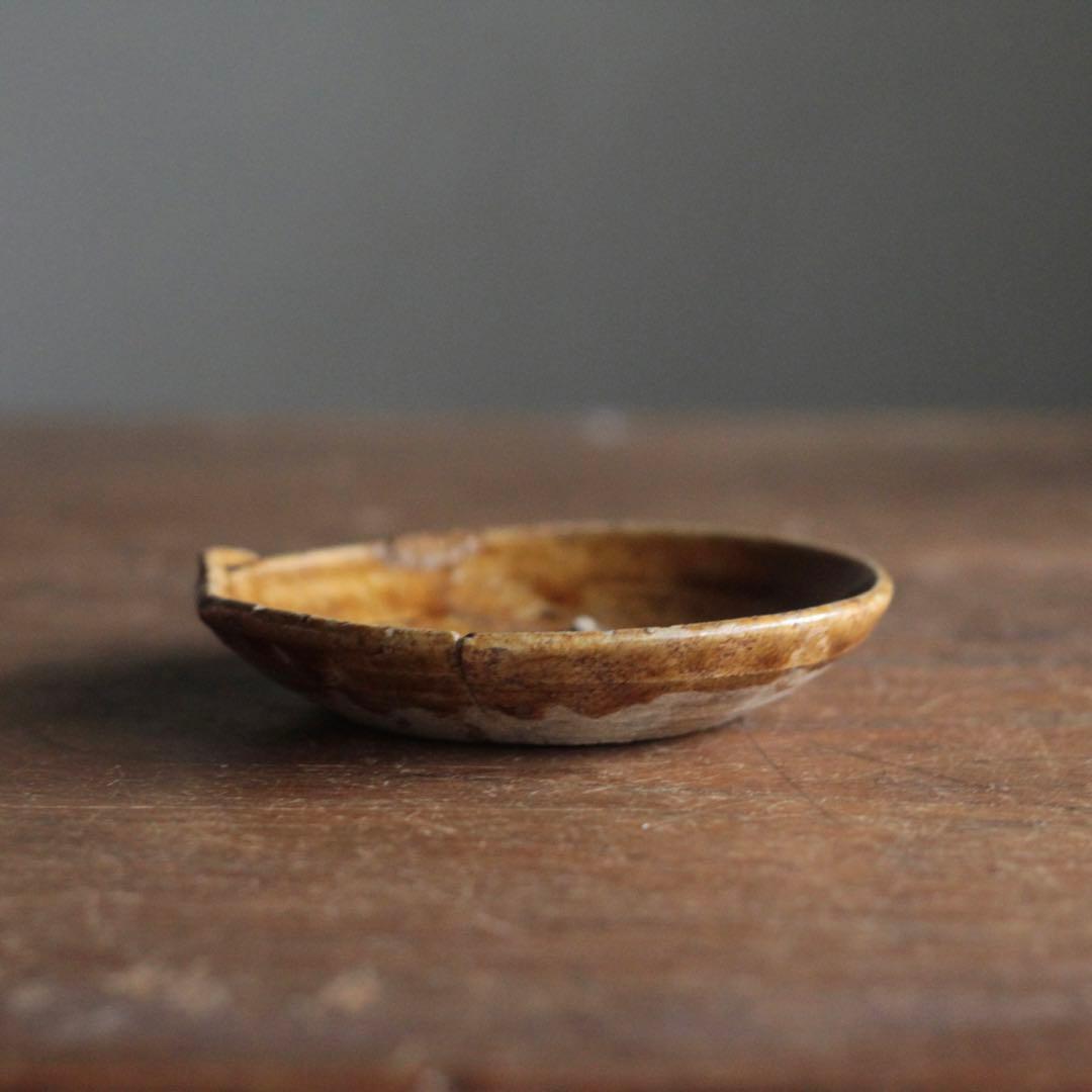 美濃 飴釉 小皿 No.3 古美術 古道具 アンティーク