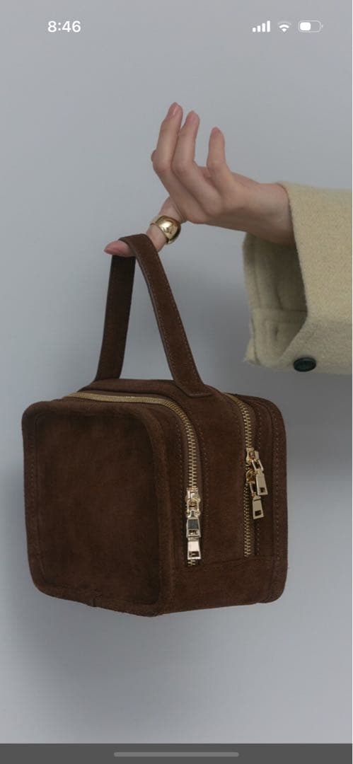 soins ソワン スエード バッグ 本革 床革 スプリットレザー ブラウン