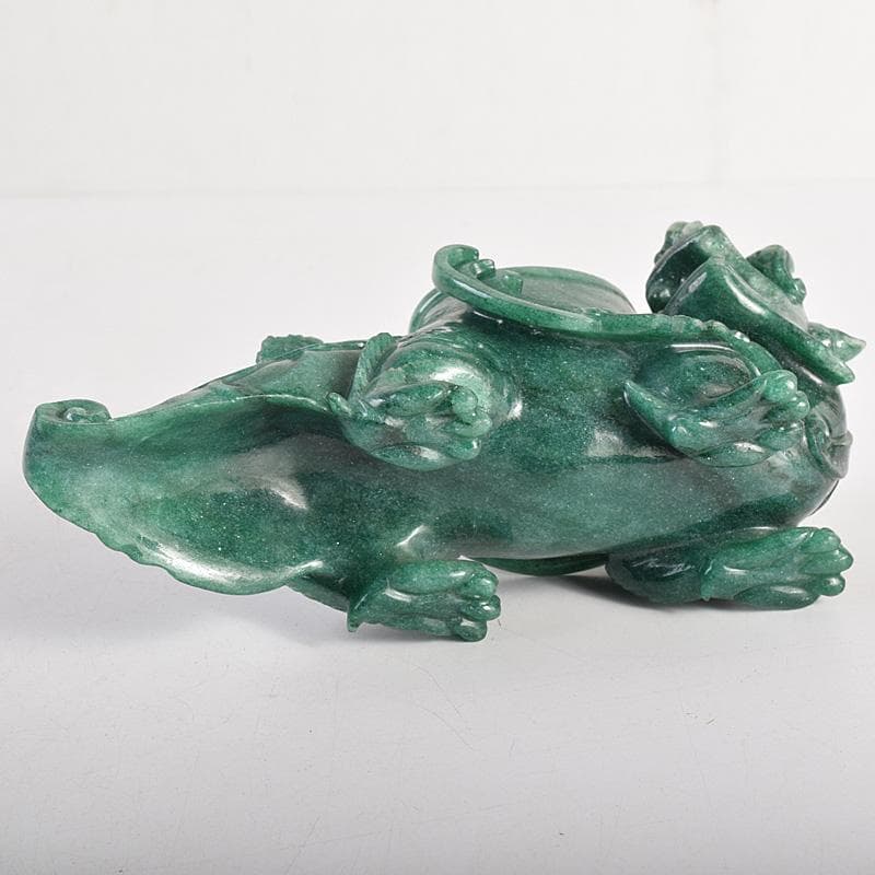 中国 玉石碧玉彫刻 神獣形 飾壷 置物 唐木台付 U R8768 - メルカリ